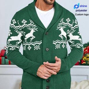 Cardigan en tricot anti-plis à col en V pour <span class=keywords><strong>homme</strong></span>, fermeture à bouton unique, manches longues, polyester/coton, pour l'automne/l'hiver - Product Image 1