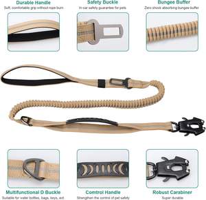 Tali ikat pinggang anjing, desain baru tahan ledakan reflektif elastis menyerap guncangan tali anjing latihan taktis tali kursi mobil - Product Image 4