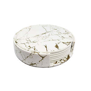 Sous-verres thermiques en cuir synthétique avec motif marbré antidérapant pour tasses à café - Product Image 3