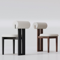 Chaise de salle à manger en bois massif de style nordique, dossier en cuir, revêtement souple, style moderne et épuré du milieu du siècle, pour usage domestique, design Hippo