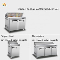 Réfrigérateur de comptoir commercial en acier inoxydable, table à salade, équipement de préparation de pizzas
