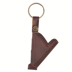 Wholesale Handmade Cowhide Instrument Keychains Multi‑style Embossed Brass Snap Button Leather Key <b>Ring</b> Music Souvenir Gift - Product Image 3