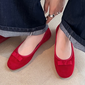 WETKISS Factory Custom Low MOQ Soft Flat Walking Shoe ragazze Red <span class=keywords><strong>ballerine</strong></span> scarpe da <span class=keywords><strong>donna</strong></span> con punta rotonda pump <span class=keywords><strong>ballerine</strong></span> piatte con fiocco - Product Image 5