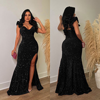 Robe longue licou à paillettes sexy de couleur unie pour femmes de la mode européenne et américaine