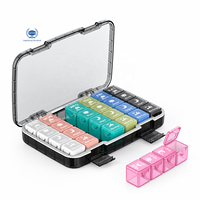 Dispenser Pil Reusable Food Grade dengan Cetakan SunMoon, Wadah Tablet untuk Pemberian Obat Pagi dan Malam di Panti Jompo