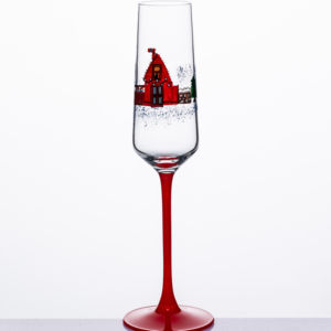 Maschinen gefertigter quadratischer 180-ml-Weihnachtsrothausstiel im europäischen Stil für Becher Umwelt freundliche bleifreie festliche Gläser - Product Image 1