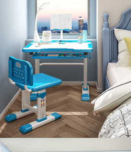 Table et chaise d'étude pour enfants, hauteur réglable, bureau d'étude pour enfants, rose, bleu et gris - Product Image 3