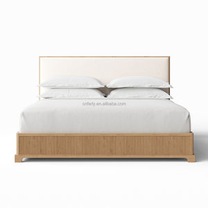 Новое поступление, роскошная современная мебель для дома, деревянная кровать из массива дуба с панельной платформой, кровать из цельного дерева - Product Image 2