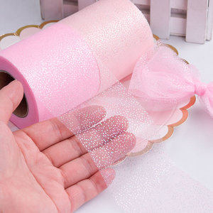 Rouleau de maille irisée style coréen de 6 cm x 25 yards avec petits points argentés pour nœuds de cheveux, accessoires de <span class=keywords><strong>tutu</strong></span> faits main DIY - Product Image 2