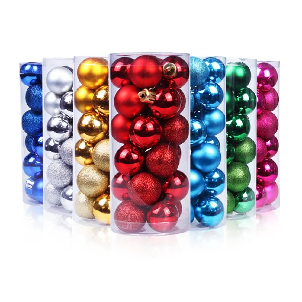 Competitive Price Customized decoraciones de navidad 2-10Cm 24Pcs Christmas Decorations Balls Set Shaped Balls For New Year