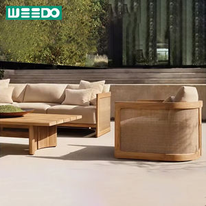 Venta directa de fábrica BOHO Mix-material Moderno Eco Agua UV Resist Madera de teca Muebles de exterior Sofá Conjunto Jardín Villa Hotel Resort - Product Image 1