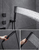 Robinets de salle de bains noirs dissimulés Ensemble de douche Mélangeur de pluie Robinet de douche en laiton Douche de pluie de plafond