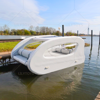 Bateau de plaisance gonflable de luxe avec auvent pare-soleil et support moteur pour les loisirs aquatiques sur lac et mer