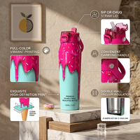 Bouteille d'eau sport isotherme anti-fuite en acier inoxydable avec couvercle à poignée, impression graphique personnalisée, vente en gros