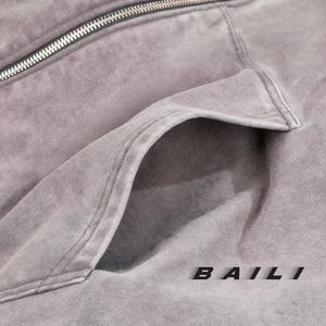 Pull à capuche surdimensionné en tissu éponge 100% coton pour hommes, conception à glissière avec logo personnalisé, impression DTG, vêtements d'hiver écologiques et respirants - Product Image 5