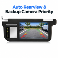 Monitor LCD TFT Universal 7 Inch untuk Sun Visor Mobil dengan Cermin Rias Terintegrasi dan Layar Kamera Mundur