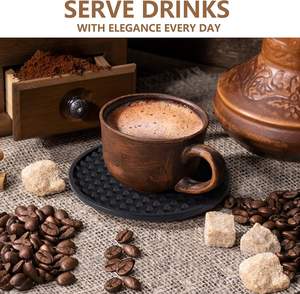 4inch Diameter Round Shape Drink Silicone <b>Placemat</b> Coasters Set with Holder De Silicona Silicone Custom Coasters - Product Image 6