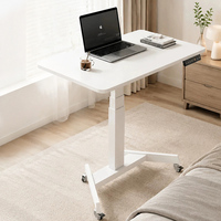 Bureau d'ordinateur mobile électrique à levage rapide, table d'appoint en bois sur roulettes pour chambre et bureau à domicile
