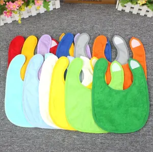 Wholesale 2 Layer Baby Cotton Terry Cloth Bibs Girl Solid 1 Size Terry Towel Bibs