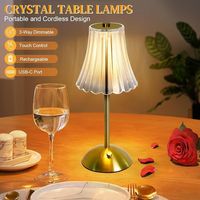 Table de chevet rechargeable à intensité variable lampes vintage lampe à fleurs lampe de table en cristal sans fil pour restaurant camping bar lecture