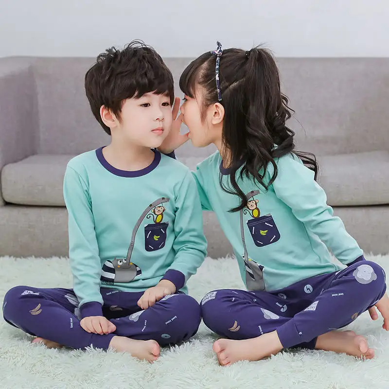 Ropa de dormir para niños pequeños, conjuntos de pijama de algodón de manga larga