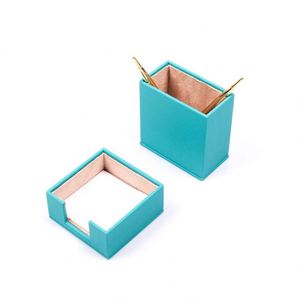 Double Desk Organizer Leather Office Product with Pen and <b>Note</b> Paper Holders for Desktop Organizing - Product Image 5
