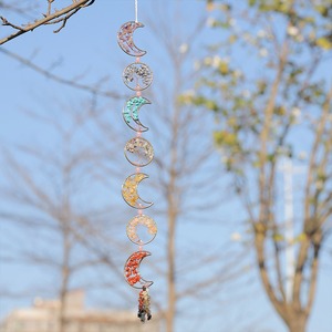 Ciondolo decorativo per matrimonio a forma <span class=keywords><strong>di</strong></span> pietra <span class=keywords><strong>di</strong></span> cristallo naturale a mano 7 Chakra albero della vita luna Catcher per il <span class=keywords><strong>sole</strong></span> - Product Image 2