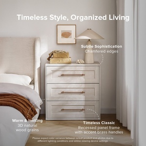 Table de chevet <span class=keywords><strong>blanche</strong></span> pour chambre à coucher, armoire de salon, <span class=keywords><strong>commode</strong></span> en bois avec <span class=keywords><strong>3</strong></span> tiroirs - Product Image 6