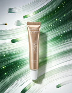 Tubo <span class=keywords><strong>de</strong></span> Crema para Ojos Gold ABL con Boquilla Blanca Puntiaguda, Tapa Personalizada con Impresión Floral Blanca en Seda, Envase Vacío Anti-Edad para el Cuidado <span class=keywords><strong>de</strong></span> la Piel - Product Image 1