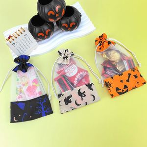 Pochette en organza de coton biologique recyclable personnalisée, emballage cadeau pour bijoux, sacs à bonbons brodés avec cordon de serrage pour Halloween - Product Image 4