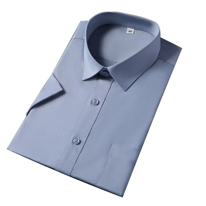 Uniforme de bureau de l'hôtel Chemise blanche classique en coton Chemises formelles à manches courtes pour hommes