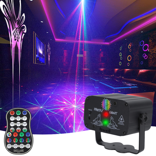 Party Lights Dj Disco Light with Pattern Projection and Sound Activated Strobe Stage Lighting for Parties Indoor Dance Birthday