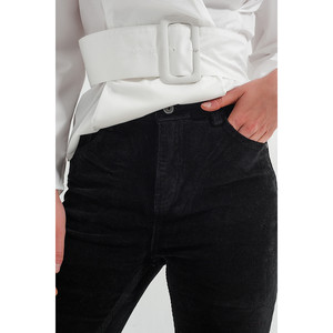 Pantalon évasé en cordon extensible noir - Product Image 6