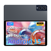 Tablette Kiosque Android 15 de 8,7 Pouces, 4 Go RAM, 128 Go Stockage, WiFi, GMS, Écran Tactile IPS, 5000 mAh, BT 5.2 pour Entreprise, Éducation, Domicile