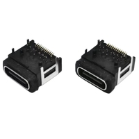Conector Hembra Tipo C Impermeable de 24 Pines, Ángulo Recto, Montaje en Placa de Dos Patas, Sellado IPX7 con Junta Tórica, Automatización, Ensamblaje SMD SMT PCB