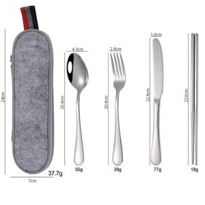 Custom logo Food Grade Stainless Steel <b>Knife</b> <b>Fork</b> <b>Spoon</b> Chopsticks Outdoor Travel Portable Cutlery <b>Set</b> - Product Image 2