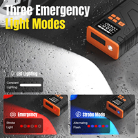 Démarreur de batterie portable WLETO 12000 mAh pour voiture et moto 12V avec moniteur de pression des pneus, lumière LED et protection anti-étincelles