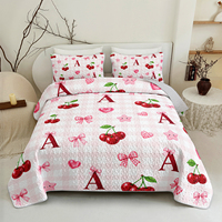 Ensemble de couvre-lit à motif de papillons rose pastel mignon, couvre-lit doux pour chambre de filles, ensemble de couvre-lit 3 pièces