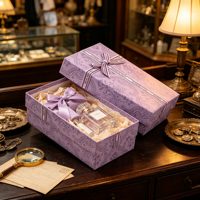 Boîte de parfum florale rose avec flacon de parfum, imprimé floral, coffret cadeau parfumé, vente en gros, emballage personnalisé