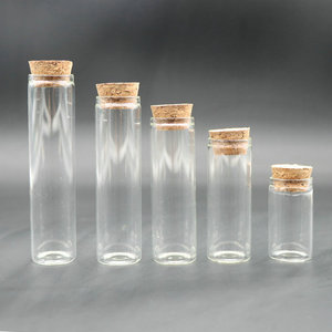 Tube cylindrique en verre borosilicate en gros avec <span class=keywords><strong>bouchon</strong></span> en liège, surface sérigraphiée pour les évents de bouteilles en verre - Product Image 1