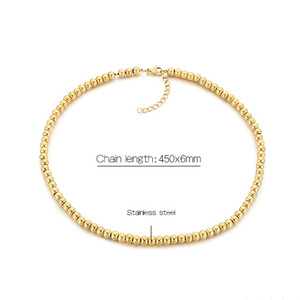 Collier en acier inoxydable plaqué or PVD 18 carats avec perles, cadeaux de Noël et d'anniversaire, chaîne à perles de 6 mm pour femmes et hommes - Product Image 6
