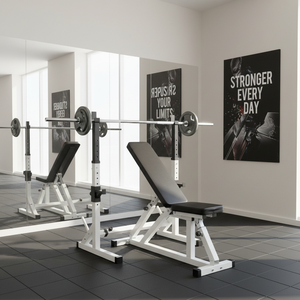 Banco de pesas plegable de acero ajustable y duradero para entrenamiento de fuerza, soporte para sentadillas y levantamiento de pesas en gimnasio - Product Image 1