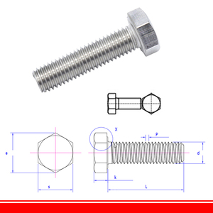 Din933 A4-80 316 thép không gỉ <span class=keywords><strong>Hex</strong></span> đầu đầy đủ chủ đề Bolt, Metric hệ thống M10 M12 bên ngoài hình lục giác đầu đầy đủ ren vít - Product Image 6