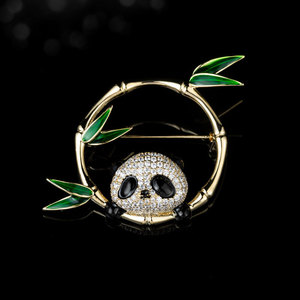 Muyu Panda Brooch Bamboo Animal Design Women's Fine Jewelry Accessory - Product Image 2