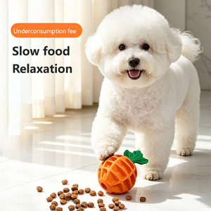 Silicone Squeaky <b>Dog</b> Chew Toy Carrot Shape <b>Treat</b> Dispenser <b>Ball</b>, Interactive Pet Toy No Batteries <b>for</b> Boredom Relief - Product Image 5
