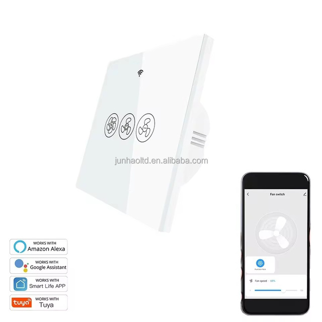 Smart Fan Switch Glass Panel Smart Tuya Wifi Touch Wall Switches Remote Control Smart Home Interruptor Automation Wireless