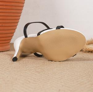 Sexy <strong>Black</strong> and White High <strong>Heel</strong> Sandals for Women Crisscross Strappy Stiletto <strong>Heels</strong> Elegant Ankle Strap Party Dress <strong>Shoes</strong> <strong>Heels</strong> - Product Image 3