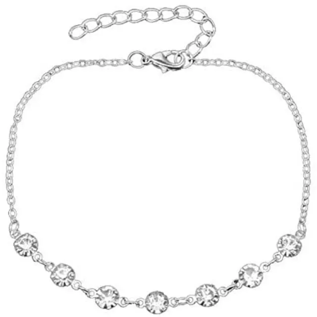 Mode Gelaagde Crystal Enkelbanden Zilveren Diamanten Armband Enkelband Voor Vrouwen