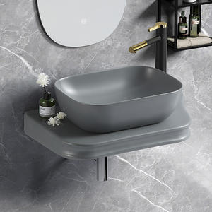 Lavabo de cerámica de mármol blanco pequeño, montaje colgado en la pared, fregadero de mármol, fregadero flotante, lavabo de tocador de baño de oro gris mate - Product Image 2