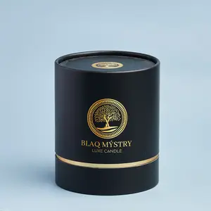 Wholesale luxury aromatic glass jar candle boxes 12 oz paper magnetic clamshell packaging black cardboard box